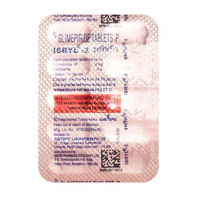 Isryl 2mg Tablet 10'S - Diabetes-Ant