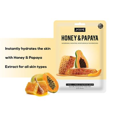 Jaquline USA Honey & Papaya Sheet Mask 25 gm - Sheet Masks