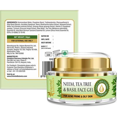 Oriental Botanics Neem, Tea Tree and Basil Face Gel 50 gm - Face Gels