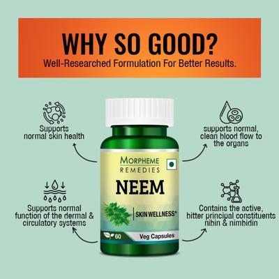 Morpheme Remedies Neem 500 mg Veg Caps 60's - Hair & Skin