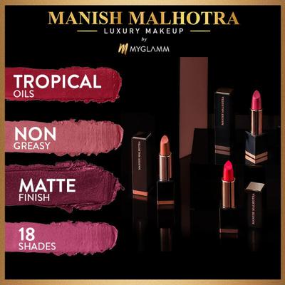 Manish Malhotra Beauty By MyGlamm Soft Matte Lipstick-Scarlet Dream 4 gm - Lipsticks