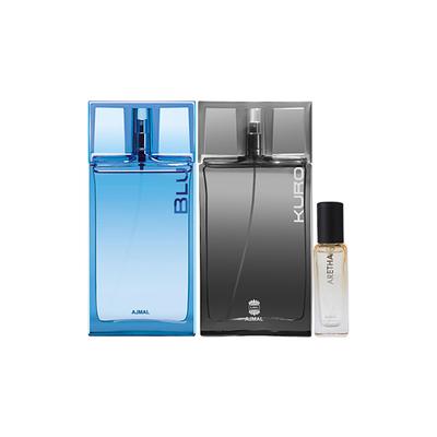Ajmal Blu And Kuro EDP & Aretha EDP Pack of 3 20 ml - Women Perfumes (Edt/Edp)