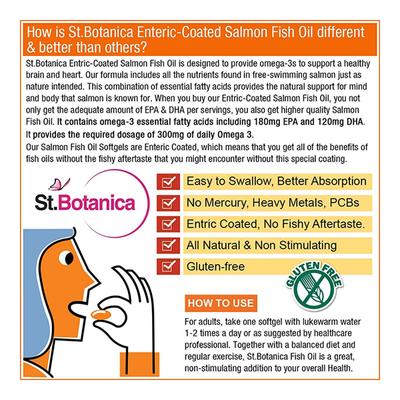 St.Botanica Enteric Coated Salmon Fish Oil Omega 3 Softgel 60's - Omega Fish Oil Fatty Acids