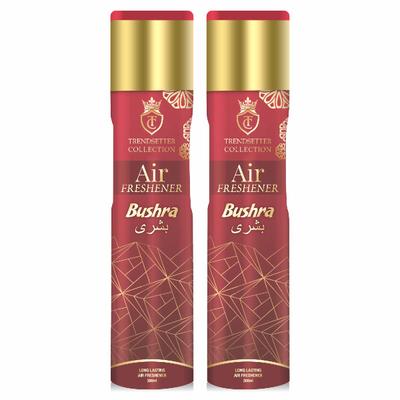 Trendsetter Collection Room Freshener Spray Bushra for Home and Office with Long Lasting Fragrance 300ml 2's - Air Fresheners