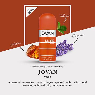 Jovan Musk Deodorant Body Spray 150ml each 3's - Men Deodorants/Roll-Ons