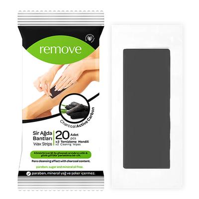 Remove Wax Strips 20 Pcs Body Strips - Active Carbon Charcoal - Flow Pack (20 Body Strips + 2 Cleaning Wipes) 1's - Shaving & Hair Removal