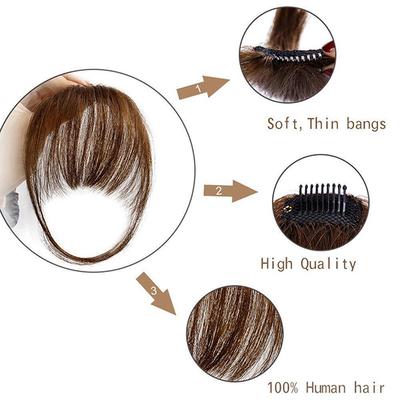Bronson Professional Hair Extensions Clip-in Bangs Fringe Natural Brown No 2 1's - Hair Clips/Bands