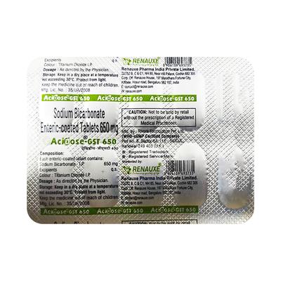 ACIDOSE GST 650 Tablet 10's - Ulcer/Reflux/Flatulence-Aaa