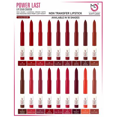 Matt Look Power Last Lip Stain Crayon, 12 Bomb Shell 1.3gm - Lipsticks