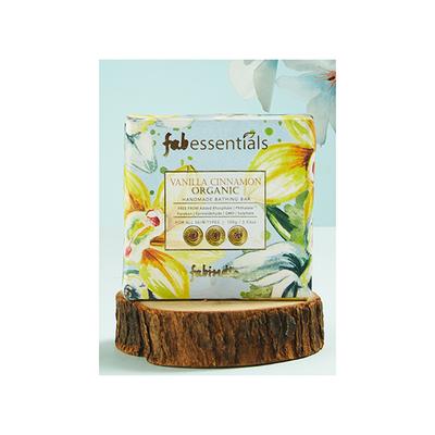 Fabessentials Vanilla Cinnamon Handmade Bathing Bar Organic With Coconut Oil 100gm - Soaps