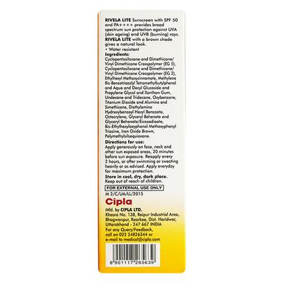 RIVELA LITE BRONZE SPF 50 PA++++ Sunscreen 40gm - Dry Skin-Emo