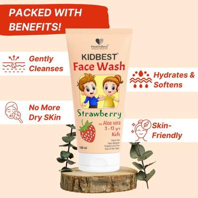 HealthBest Kidbest Face Wash - Strawberry & Aloa vera 100 ml - Baby Skin Care