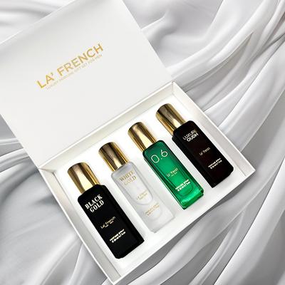 La French Classic Luxure Oud, White Gold, Black Gold, 0.6 Eau De Parfum Gift Set 20ml each for Unisex 4's - Men Perfumes (Edt/Edp)