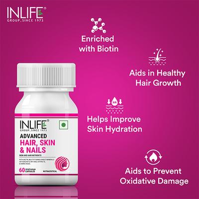 INLIFE Advanced Hair, Skin and Nails Capsule 60's - Hair & Skin