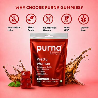Buy Purna Gummies Glutathione Cola Flavor Gummies for Skin Whitening and Immune Booster 30's Online at Discounted Price