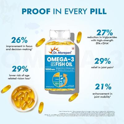Dr. Morepen Omega 3 Deep Sea Fish Oil 1000mg with 300 mg Softgels 60's - Omega Fish Oil Fatty Acids