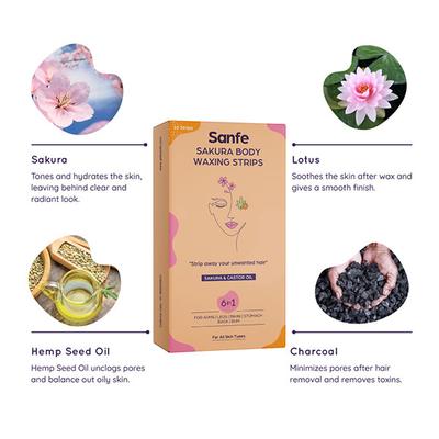 Sanfe Sakura Body Waxing Strips - Sakura & Castor Oil 10's - Hair Removal Accessories