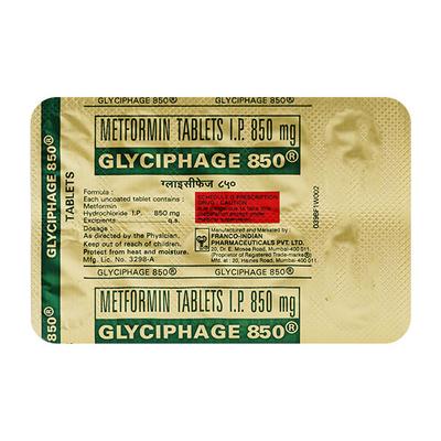 Glyciphage 850mg Tablet 10'S - Diabetes-Ant