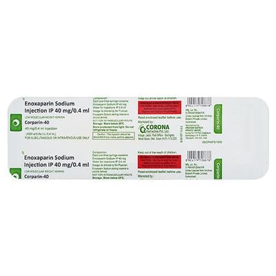 CORPARIN 40mg Injection(Pfs) 0.4ml - Blood Clot-Ant