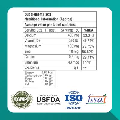 HealthBest KalciBest Strong Calcium Energized with Vitamin D3 Tablets 30's - Multi-Vitamins