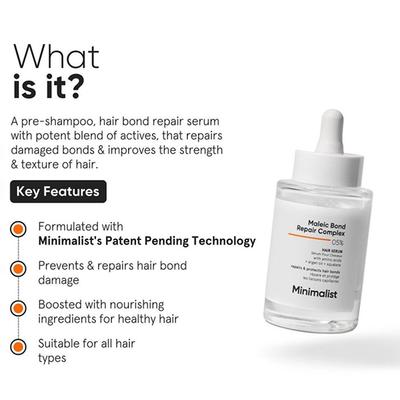 Minimalist Hair Repair Complex 5% Serum with Amino Acids, Argan Oil & Squalane 50 ml - Hair Serums