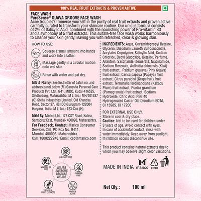 Pure Sense Guava Groove Face Wash Fights Acne and Controls Excess Oil For Men & Women - 100 ml - Face Wash & Cleansers
