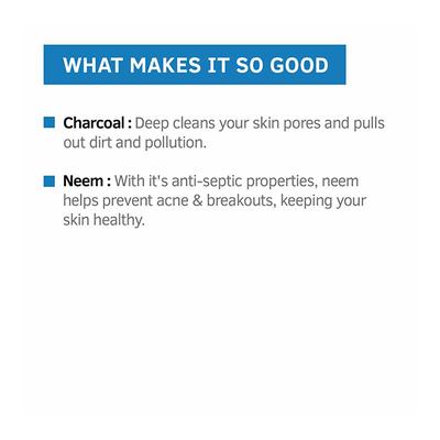 Ustraa Face Wash for Acne Control - Neem & Charcoal for Acne Prone Skin 100gm - Face Wash & Cleansers