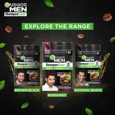 Garnier Men Shampoo Color Shade 3.16 Burgundy (10ml+10ml) - Sachet/Shampoo