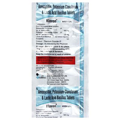 KLAVON 625 Tablet 6's - Bacterial Infections-Pen