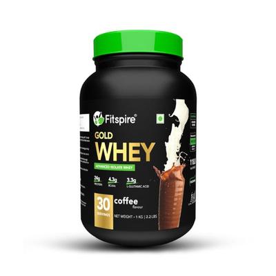 Fitspire Advanced Isolate Gold Whey Protein 1 Kg 30 Servings Coffee 1's - Whey Proteins