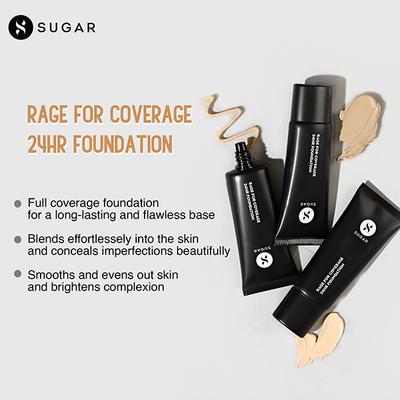 SUGAR Cosmetics Rage For Coverage 24Hr Foundation - 10 Latte - Light Warm Undertone 25 ml - Foundation
