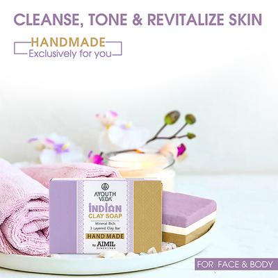 Ayouthveda Handmade Indian Clay Soap 110 gm - Hand Wash & Soaps