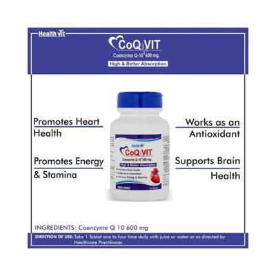 Healthvit High Absorption CoQ Vit Coenzyme Q-10 - 600 mg-Capsules 60's - General Health