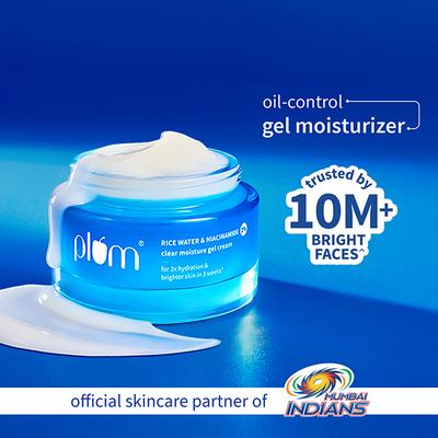Plum 2% Niacinamide & Rice Water Daily Brightening Gel Face Moisturizer For Oil-Free, Non-Sticky Hydration 50 gm - Face Moisturizers