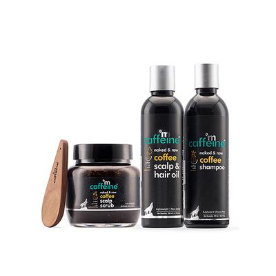 mCaffeine Coffee Hair Fall Control Kit - Shampoo, Hair Oil & Scalp Scrub 700ml - Shampoos