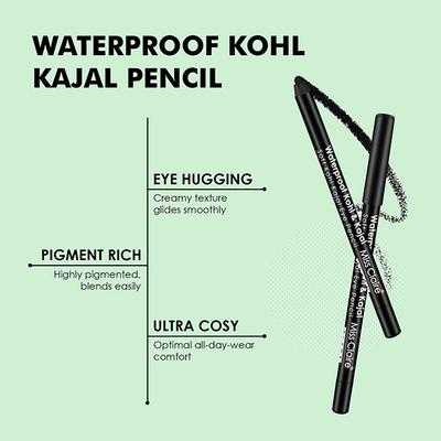 Miss Claire Waterproof Kohl & Kajal Soft Kohl Kajal Pencil (Black Cap) 1.2 Gm - Kajal & Kohls