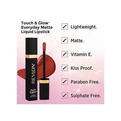 Revlon Touch & Glow Everyday Matte Liquid Lipstick- Noble Brown 5 ml - Liquid Lipsticks
