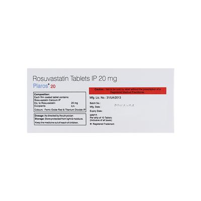 PLAROS 20mg Tablet 10's - High Cholesterol-Dys