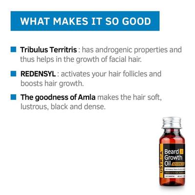Ustraa Beard Growth Oil - Advanced with Redensyl Tribulus Territus & Vitamin D3 Dht Booster 60ml - Beard Oil