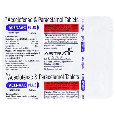 ACENAAC PLUS Tablet 10's - Pain relief-Nsa