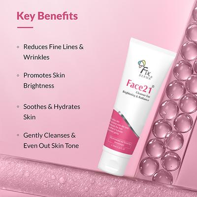 Fixderma Face21 Face Cleanser, Reduce Wrinkles & Fine Lines, Skin Brightening  Face Wash (75 ml) - Face Wash & Cleansers