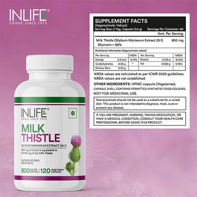 INLIFE Milk Thistle 800 mg Vegetarian Capsule 120's - Vital Health
