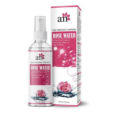 AromaMusk 100% Organic & Natural Premium Rose Water For Face & Skin 100 ml - Toners