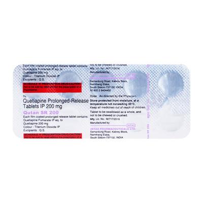 Qutan SR 200mg Tablet 10'S - Schizophrenia-Aps