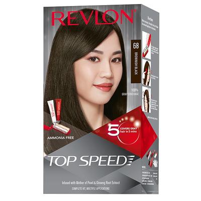 Revlon Top Speed Hair Color Woman-Brownish Black 68 (40gm+40gm+15ml) 1's - Crème