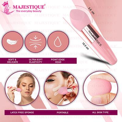 Majestique Makeup Foundation Brush with Mushroom Puff for liquid, powder, Cream - Multicolor 1's - Face Brush