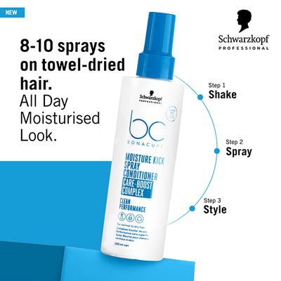 Schwarzkopf Professional Bonacure Moisture Kick Spray Conditioner with Glycerol,with Vegan Keratin 200 ml - Conditioners