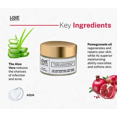 Love Earth Vitamin C And Glutathione Glow Sleeping Mask With Pure Vitamin C & Aloe Vera 50 gm - Lotions & Creams