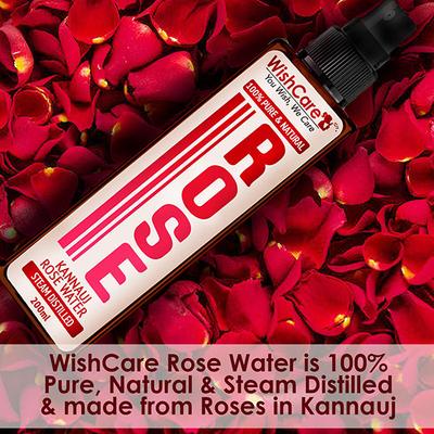 Wishcare 100% Pure & Natural Kannauj Rose Water Face Toner For Glowing Skin (200ml) - Face Moisturizers
