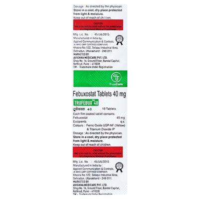 TRUFEBUX 40 Tablet 10's - Gout